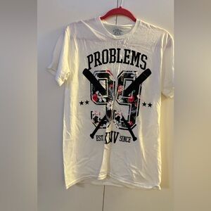 White Graphic Polo Shirt with Bold Design